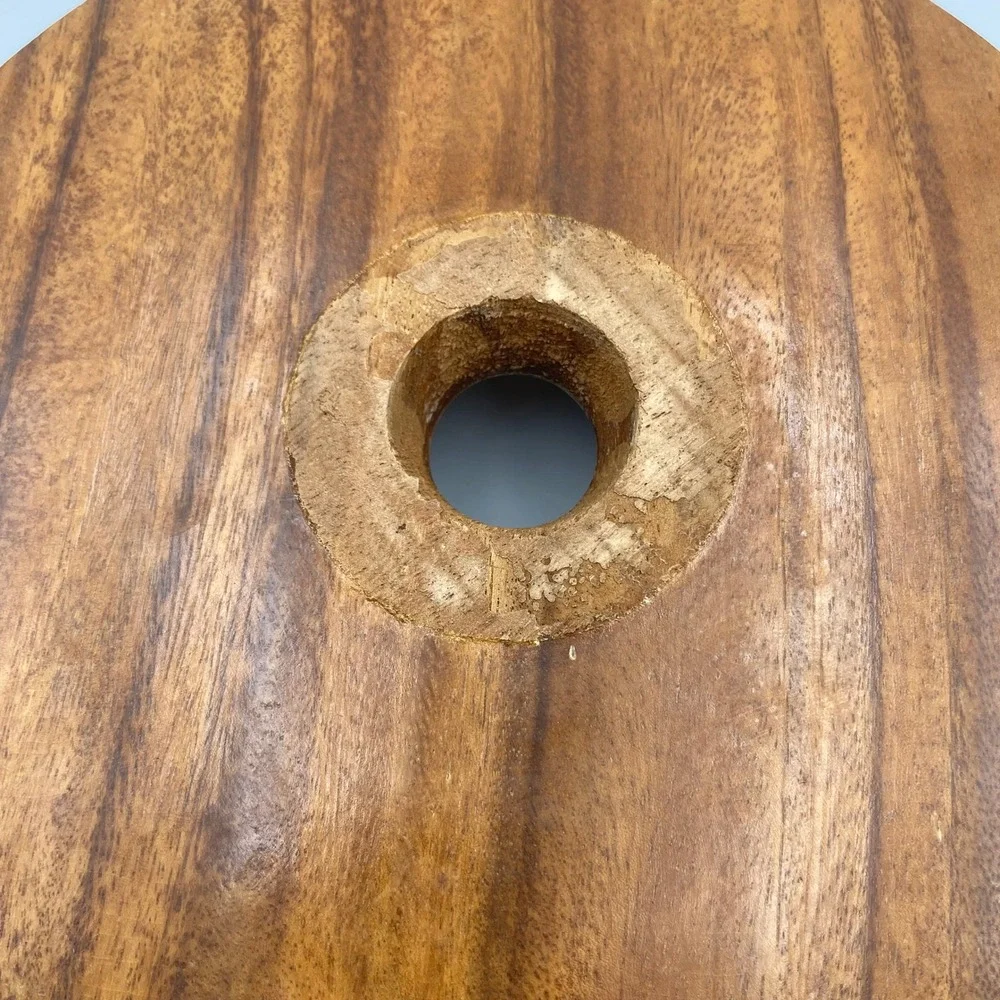 Vintage Hand Carved‎ Monkey Pod Wood 2 Tier Lazy Susan Philippines Tropical Tiki
